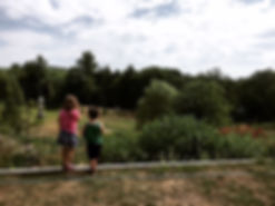 grandkids overlooking farm
