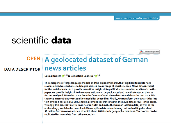 New publication: A geolocated dataset of German news articles