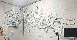 Mural Illustration spray paint and marker