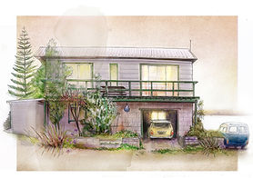 Pencil and watercolor Illustration