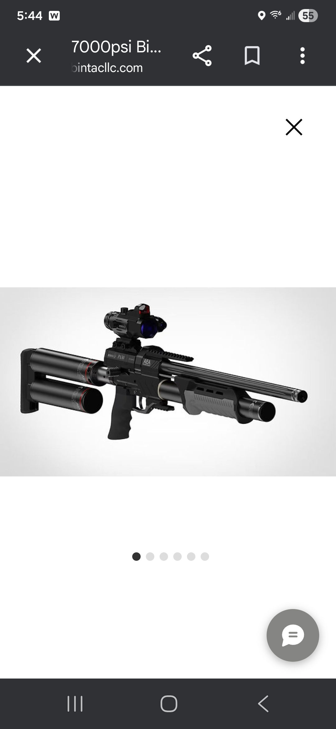 7000 or 4500psi BinTac PA Series 30Cal 15' 22' Inches w/wt Regulator Installed