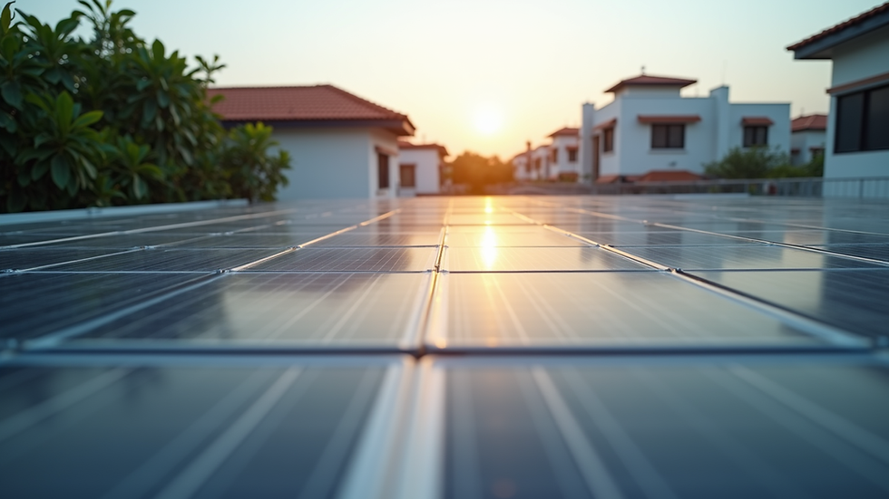 Eye-level view of solar panels installed on a residential rooftop in Bengaluru