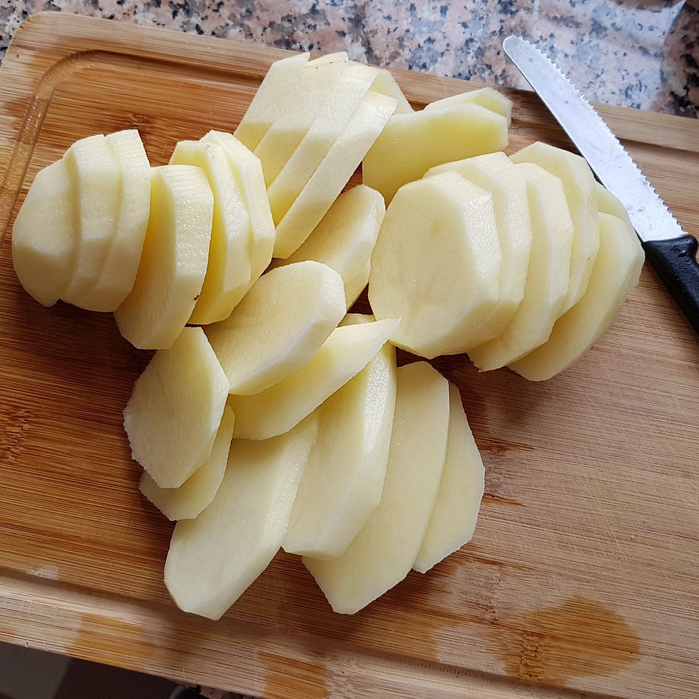 cut potatoes in thick slices