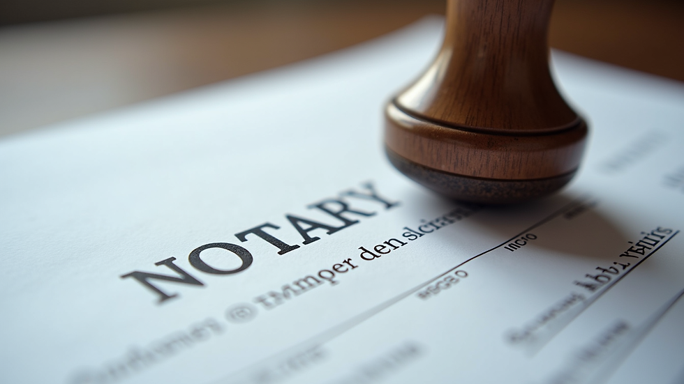 Close-up view of a notary stamp on a legal document