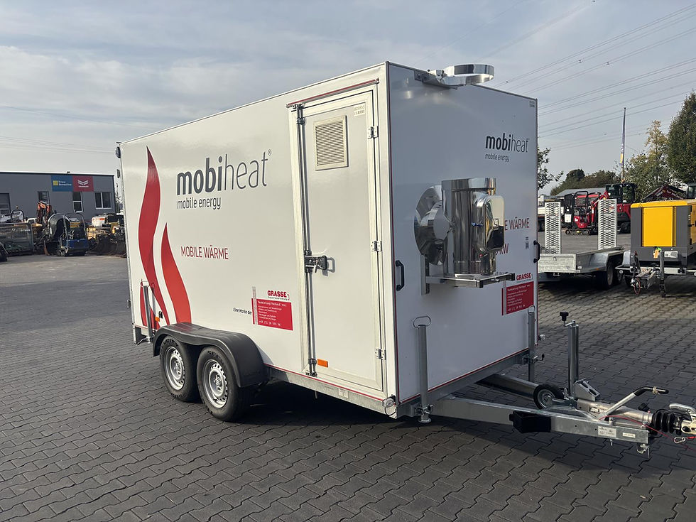 Weißer mobiheat Anhänger für mobile Wärme