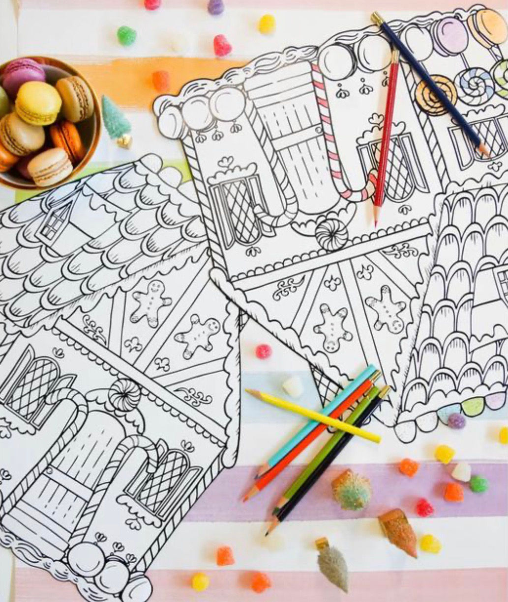 CASA DE JENGIBRE PARA COLOREAR - MANTELES INDIVIDUALES DE PAPEL 