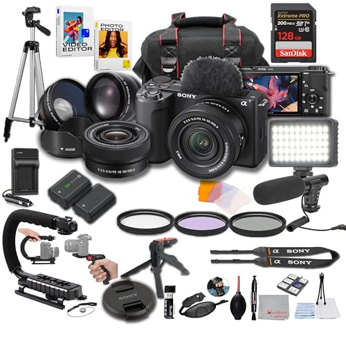 Sony ZV-E10 II + 16-50mm Lens, LED Light, Microphone, 128GB Extreme Speed, U-Grip, Filters, Tripod, Case, Software, & More – Pro Video Bundle (35pc) product image