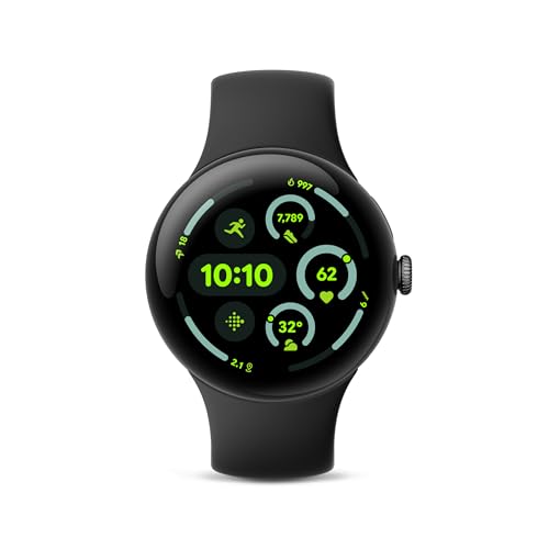 Google Pixel Watch 3 (45mm) 2024 Model - Android Smartwatch, Heart Rate Tracking, Fitbit Advanced Running, Fitness Insights, 24-Hour Battery - Matte Black Aluminum Case - Obsidian Band - Wi-Fi product image