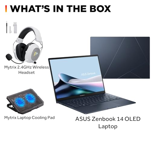 ASUS Zenbook 14 OLED 2025 Laptop, 14" WUXGA Touchscreen Display, 16-Core Ultra 7 255H, 16GB LPDDR5X RAM, 512GB Gen 4 SSD, Copilot AI, WiFi 7, Thunderbolt 4, Win 11 Pro, Jasper Gray, w/Mytrix Accessory product image