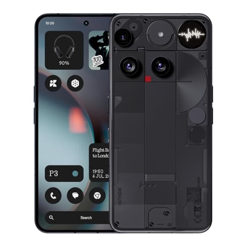 Nothing Phone (3) Cell Phone, 5G Unlocked Phones 512GB, Android 15, Snapdragon 8s Gen4, AI Mobile Phones with Four 50MP Cameras & AMOLED Display, 5150mAh, Glyph Interface, Smartphone Black product image