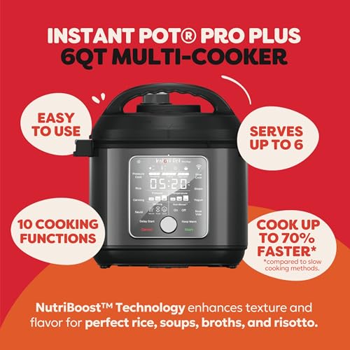 Instant Pot Pro Plus Wi-Fi Smart 10-in-1, Pressure Cooker, Slow Cooker, Rice Cooker, Steamer, Sauté Pan, Yogurt Maker, Warmer, Canning Pot, Sous Vide, Includes App with Over 800 Recipes, 6 Quart product image
