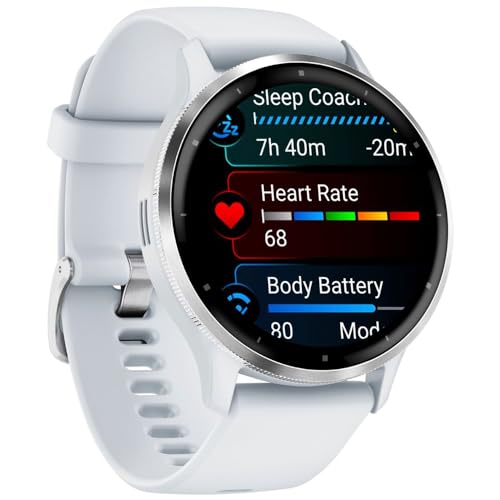 Garmin Venu 3 Health Fitness GPS Smartwatch Silver Bezel/Whitestone Band (45mm) - (Renewed) product image