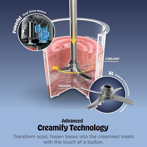 Ninja CREAMi Deluxe Ice Cream Maker, Treats and Frozen Desserts, Sorbet, Milkshakes, Yogurt and More, 11-in-1 Programs, XL Capacity, Includes Two 24-oz Family-Size Tubs, Silver, NC501 product image