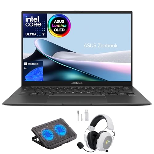 ASUS Zenbook 14 OLED 2025 Laptop, 14" WUXGA Touchscreen Display, 16-Core Ultra 7 255H, 16GB LPDDR5X RAM, 512GB Gen 4 SSD, Copilot AI, WiFi 7, Thunderbolt 4, Win 11 Pro, Jasper Gray, w/Mytrix Accessory product image