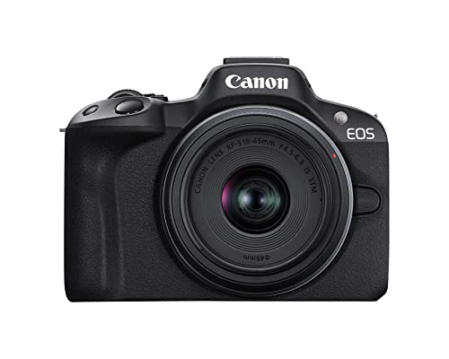 Canon EOS R50 Mirrorless Camera RF-S18-45mm F4.5-6.3 is STM Lens Kit, 24.2 Megapixel CMOS (APS-C) Sensor, 4K Video, Hybrid Camera, Photo and Video, Vlogging, Content Creator, RF Mount, Black product image