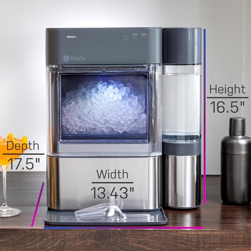 GE Profile Opal 2.0 XL with 1 Gallon Tank, Chewable Crunchable Countertop Nugget Ice Maker, Scoop included, 38 lbs in 24 hours, Pellet Ice Machine with WiFi & Smart Connected, Stainless Steel product image
