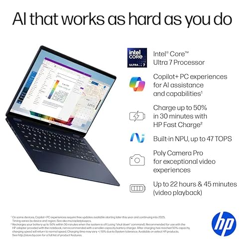HP OmniBook X Flip (Next Gen Spectre x360) 2-in-1 Copilot+ PC Laptop 14" Touchscreen 2K Display (Intel Ultra 7-256V, 16GB LPDDR5X, 1TB PCIe SSD, Backlit KB, TB 4, WiFi 6E, 5MP IR Webcam, Win 11 Pro) product image