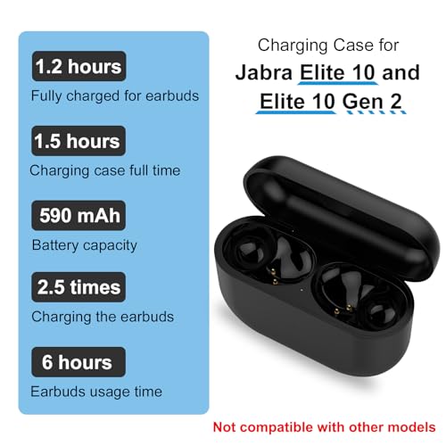 Charging Case Replacement Compatible with Jabra Elite10 and Jabra Elite 10 Gen 2 (Black) product image