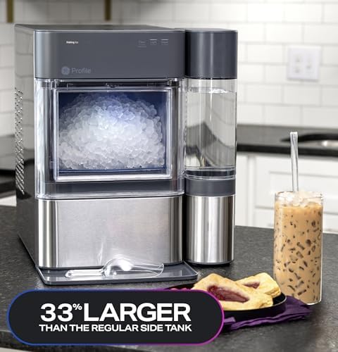 GE Profile Opal 2.0 XL with 1 Gallon Tank, Chewable Crunchable Countertop Nugget Ice Maker, Scoop included, 38 lbs in 24 hours, Pellet Ice Machine with WiFi & Smart Connected, Stainless Steel product image