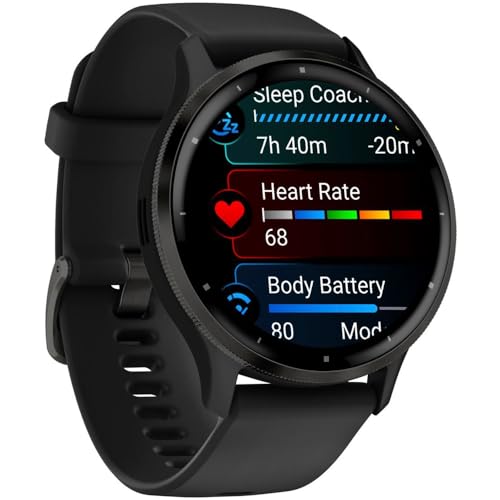 Garmin Venu 3 Health and Fitness GPS Smartwatch Slate Bezel/Black Band (45mm) - (Renewed) product image