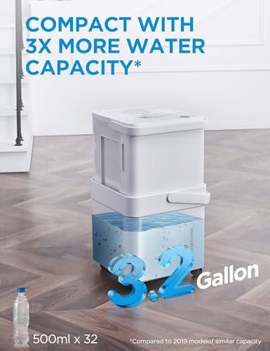 Midea Cube 20 Pint Dehumidifier for Basement, Up to 1,500 Sq. Ft. dehumidifier with drain hose, ENERGY STAR Certificated, Smart Control, Compatible with Alexa, White product image