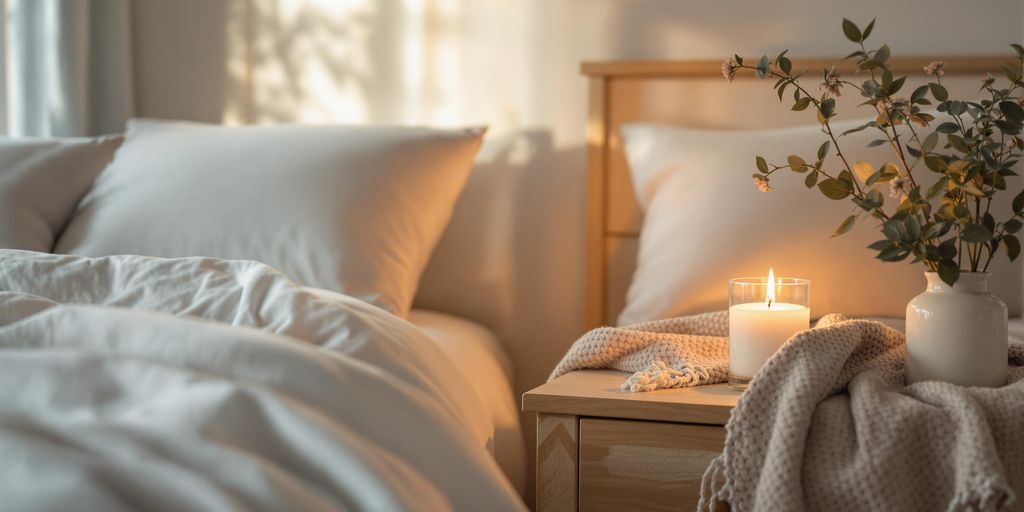 Peaceful bedroom scene representing sleep frequencies for anxiety relief