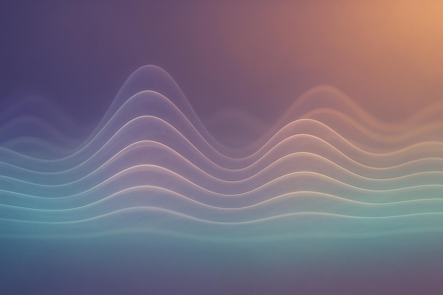 Concentric sound waves radiating over a calm wellness scene