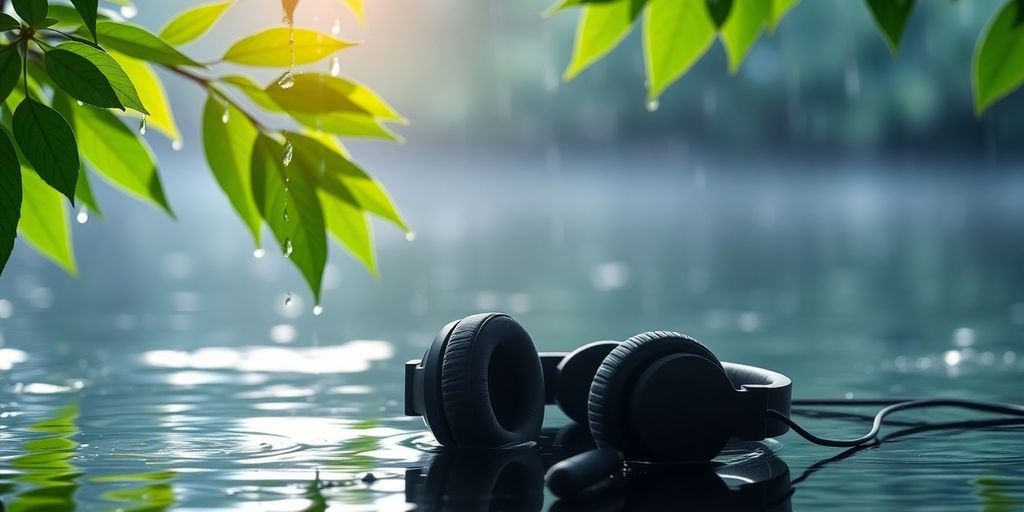 Rain falling on a window with meditation music for relaxation