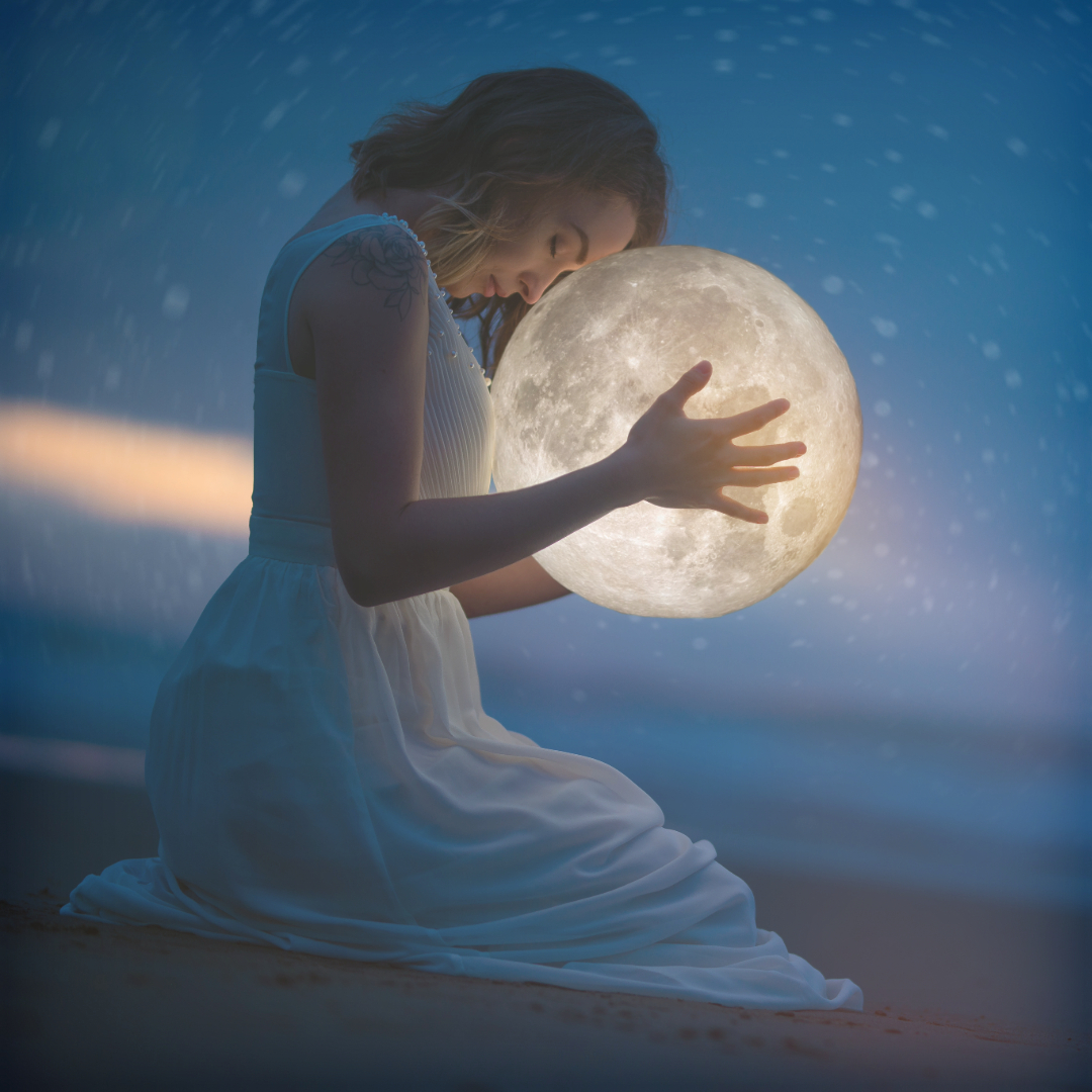 Calm moonlit bedroom evoking restful sleep with soft music