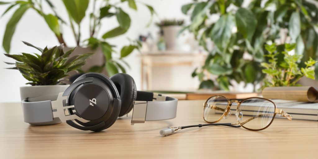 Professional working with headphones using binaural beats for focus