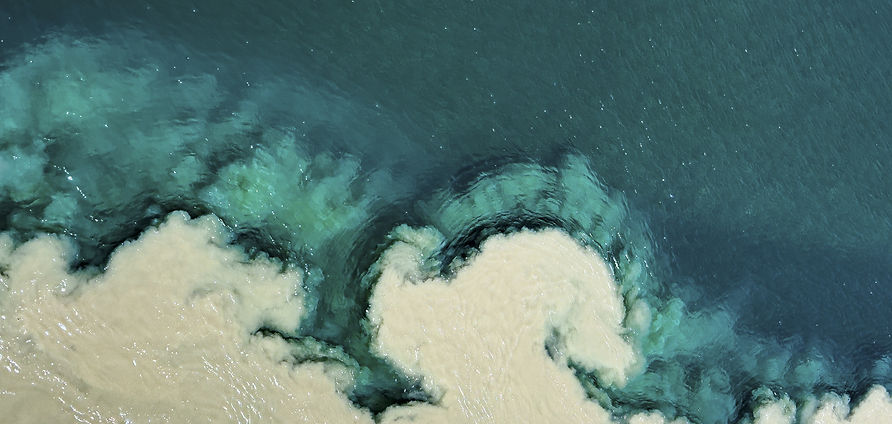 Close-up of Majestic confluence of Naryn and Kara-suu rivers in Kyrgyzstan with vibrant, c
