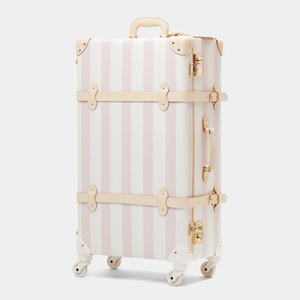 striped hard luggage