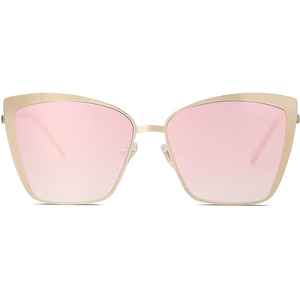 Cateye Sunglasses for Women Fashion Mirrored Lens Metal Frame SJ1086