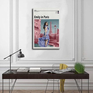 office with desk and poster artwork on wall