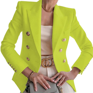 Womens Gold Button Casual Blazer