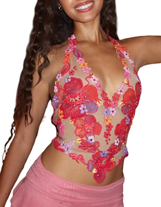 Women Y2k Mesh Halter Tank Top