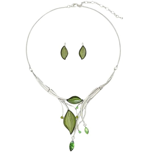 Vintage Retro Leaf Floral Statement Jewelry Set