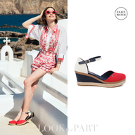 split image showing Lily Collins on left and item of clothing on right