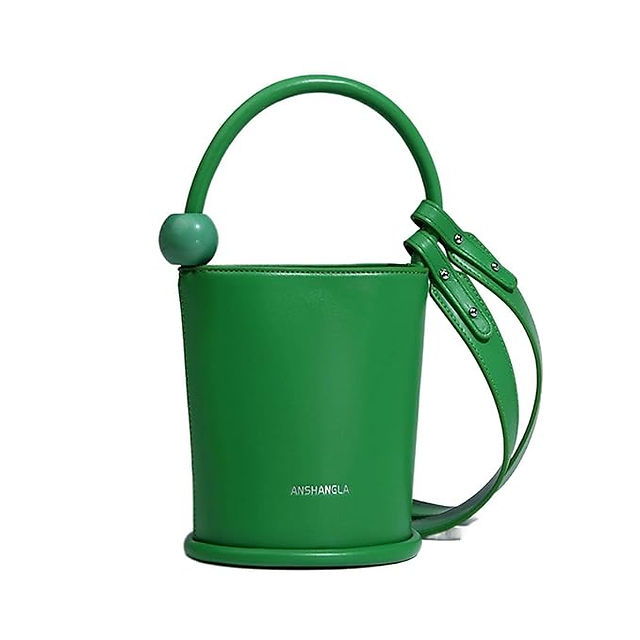 green bucket purse with strap