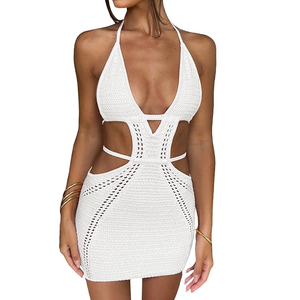 Women's Halter Backless Knit Mini Dress