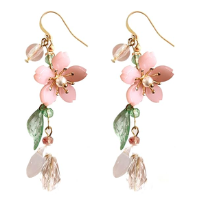 Pink Flower Dangle Earrings