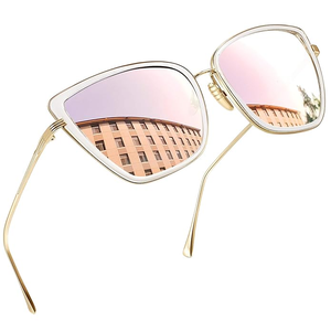 Oversized Cateye Sunglasses UV in Mirrored Pink