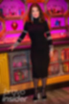 Vanderpump Rules cast member Lisa Vanderpump at the Season 10 reunion. Wearing a long sleeve black dress embellished with diamonds.