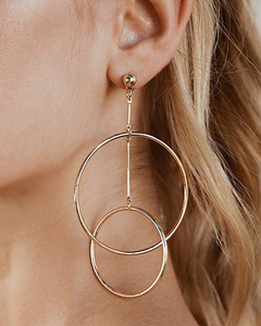 Double Hoops Large Circle Dangle Earrings