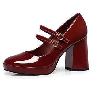 Women's Mary Jane Shoes in Patent Red Burgundy