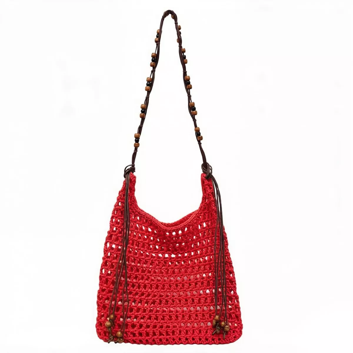 red raffia shoulder bag