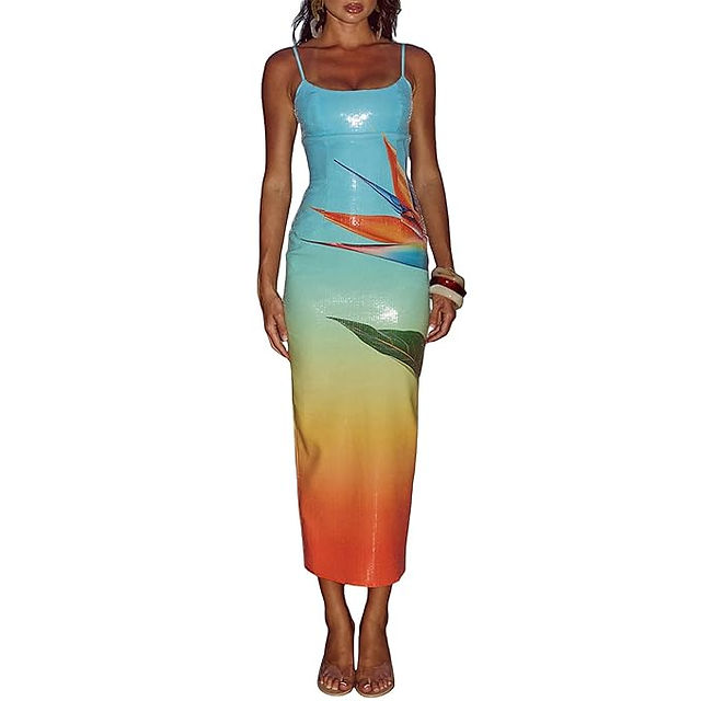 girl in sunset color ombre dress