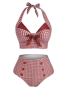 Women's Retro Bikini Set Halter High Waisted Tummy Control