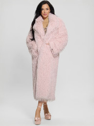 woman in pink fur coat