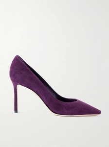 Romy 85 Suede Pumps (in Dark Purple)